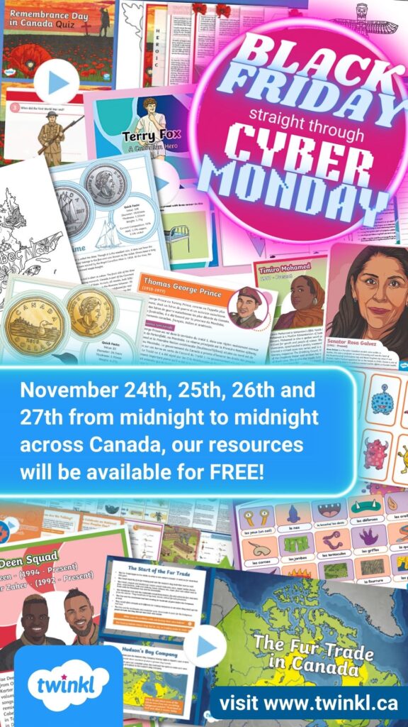 Looking for FREE educational resources for your school or homeschool? If you are Canadian you will want to check out Twinkl Canada on November 24-27th, 2023 for FOUR STRAIGHT DAYS of FREE Twinkl Downloads.